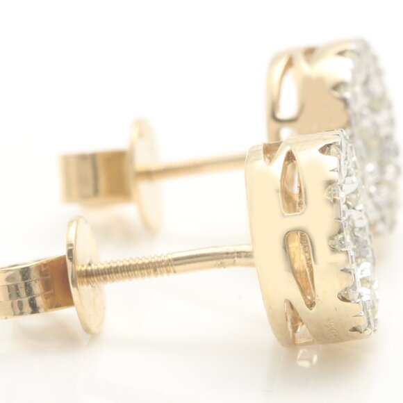 1.07 Carat Natural Diamonds in 10k Solid Yellow Gold Screw Back Stud Earrings - Picture 3 of 7